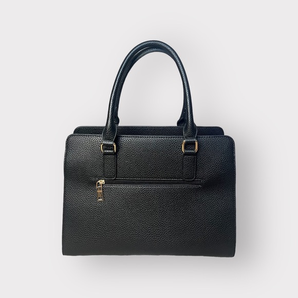 Black Leather with Gold Buckle Accent Shoulder Bag - Picture 2 of 8